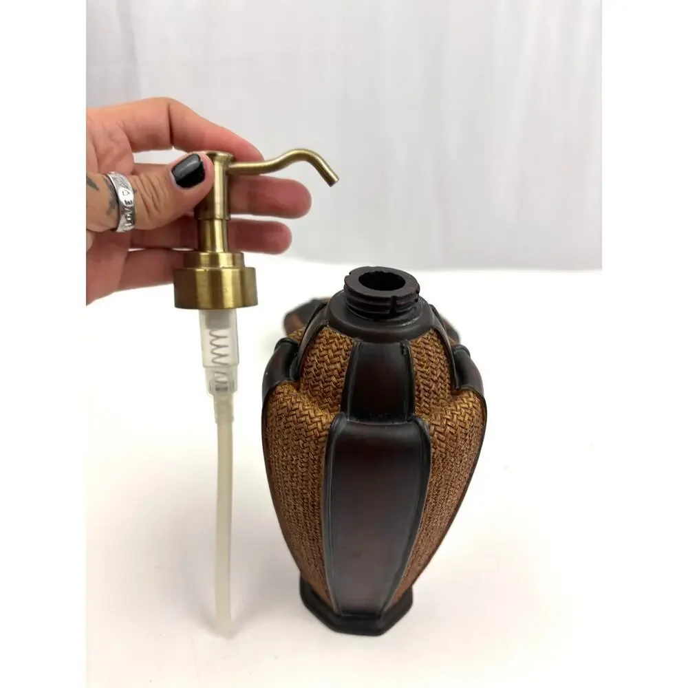 Set Bathroom Lotion Dispenser and‎ Soap Holder Black Brown Home Decor